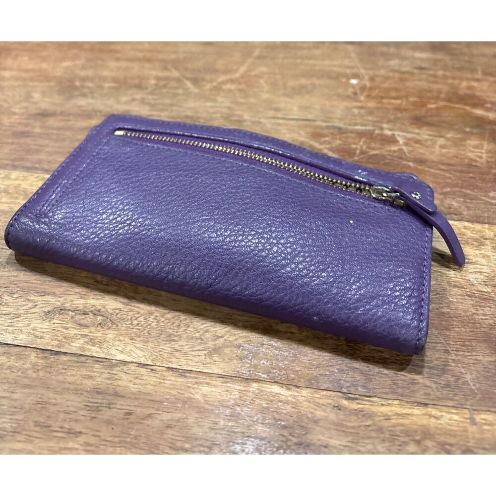 Kate Spade New York Purple Leather Wallet With Zip Pocket & Card Slots - Picture 2 of 8